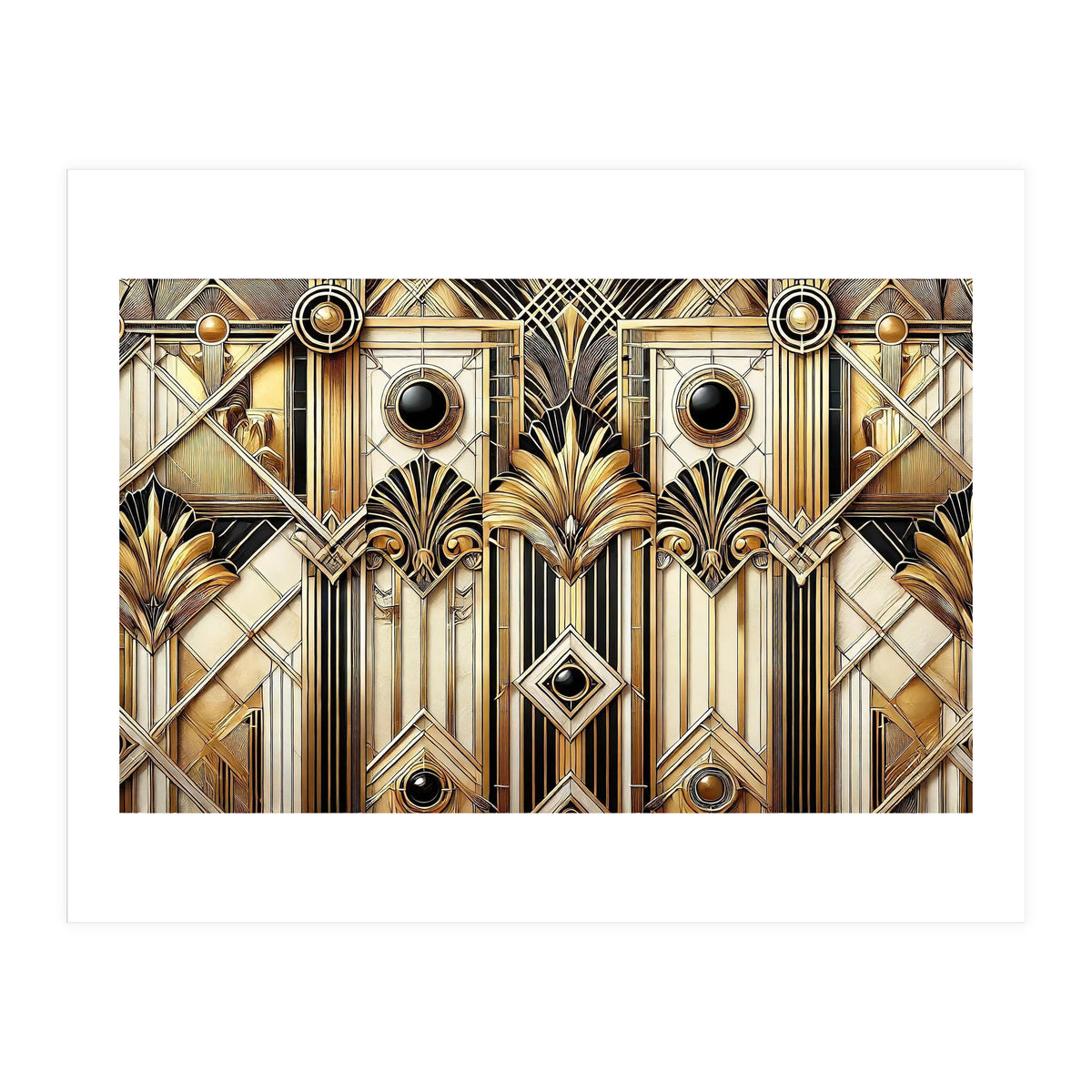 Art Deco Gold Geometric Pattern (Print Only)