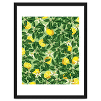 Lemonade Garden, Green Fresh Lemon Botanical Illustration, Vibrant Summer Tropical Fruit Nature