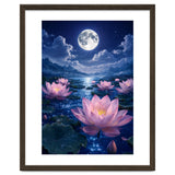 Moonlit Lotus Pond: Serene Nighttime Floral Landscape thumbnail