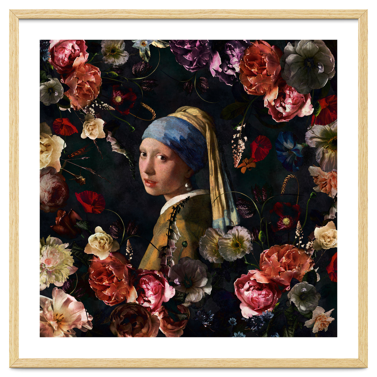 Girl With Pearl Earring And Flowers