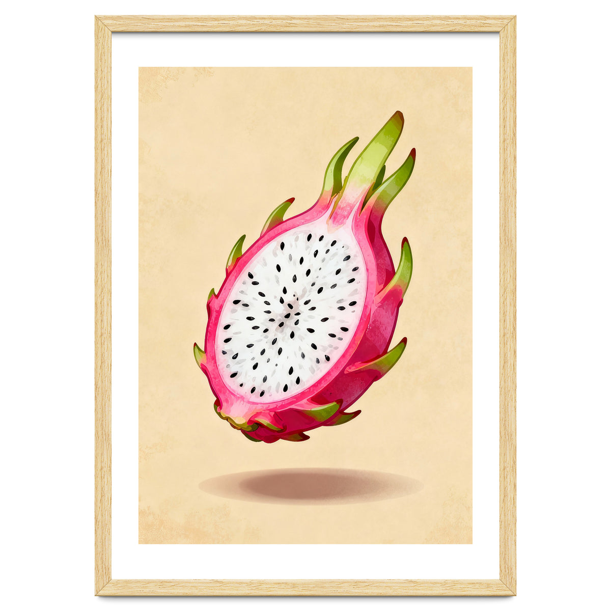 Dragonfruit, Watercolor Illustration, Tropical Pink Art