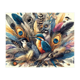 Kingfisher And Songbirds In Peacock Feathers (Print Only) thumbnail