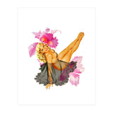 Pinup Sexy Woman Posing In Black Sleeping Dress (Print Only) thumbnail