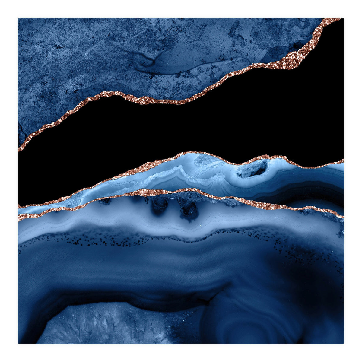 Navy & Rose Gold Agate Texture 13  (Print Only)