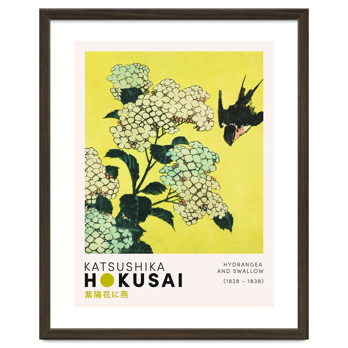 Katsushika Hokusai - Hydrangea and swallow