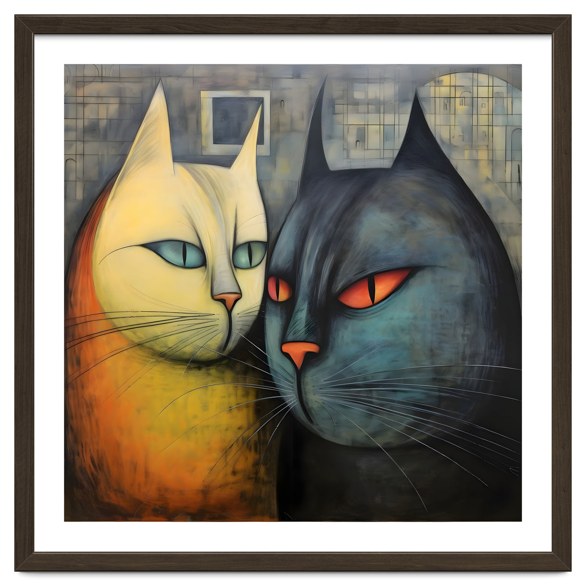 FURRY FRIENDS: GOLDIE AND CHARCOAL, lively duo of animated cats – green eyes, orange eyes. Whiskers charm.
