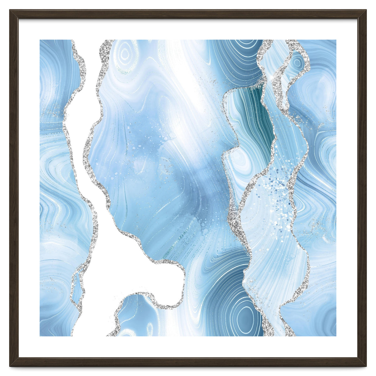 Blue & Silver Agate Glitter Texture 05