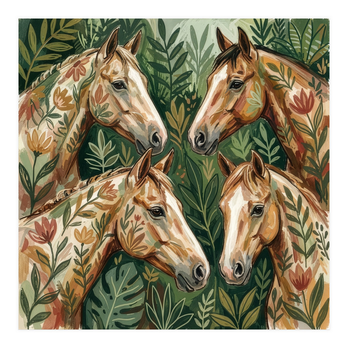 Majestic Floral Horses (Print Only)
