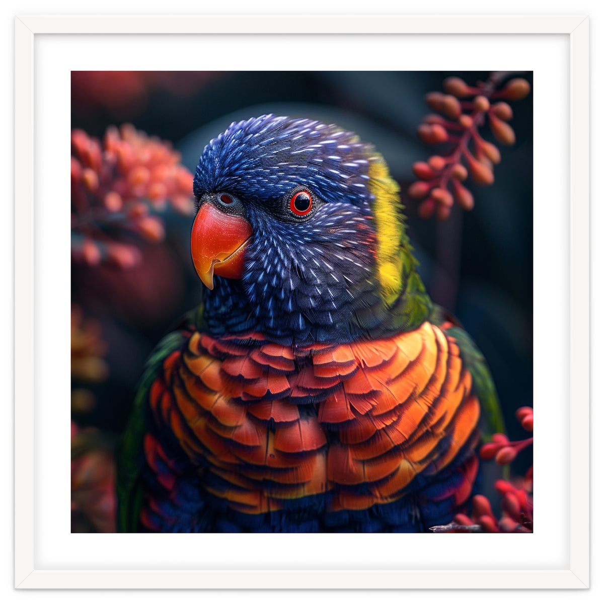 Vibrant Rainbow Lorikeet Parrot Close Up Portrait