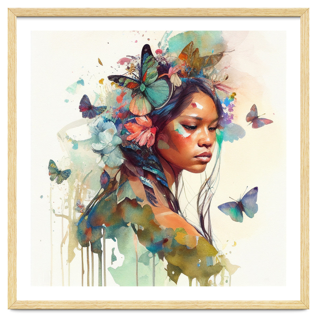 Floral Native Warrior Woman Butterfly Dance