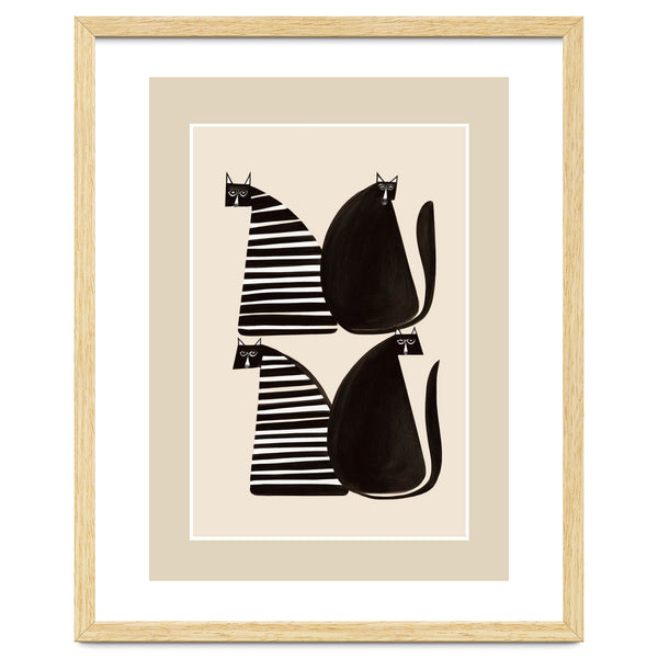 Minimalist Cats In Black And White