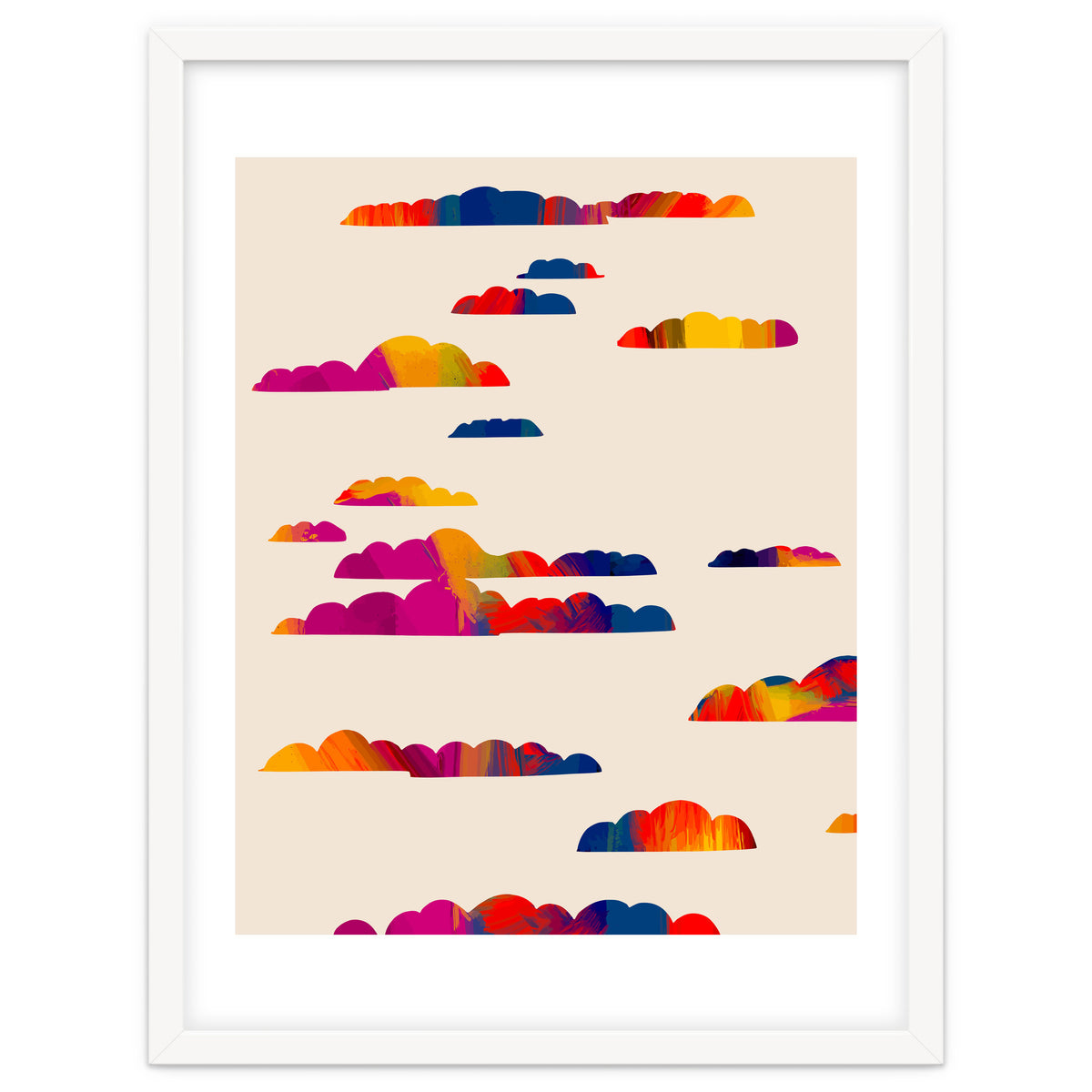 Totem Clouds, Colorful Sky Vibrant Eclectic Bohemian, Abstract Positivity Good Vibes Boho Contemporary Modern Painting