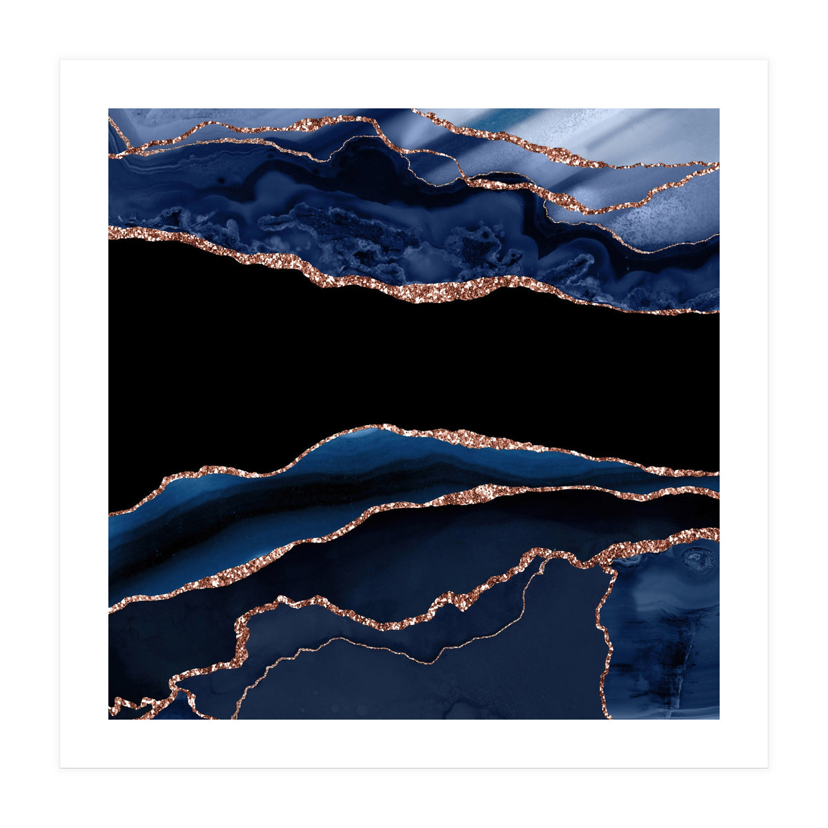 Navy & Rose Gold Agate Texture 11  (Print Only)
