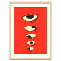 Abstract Eyes on Red Background