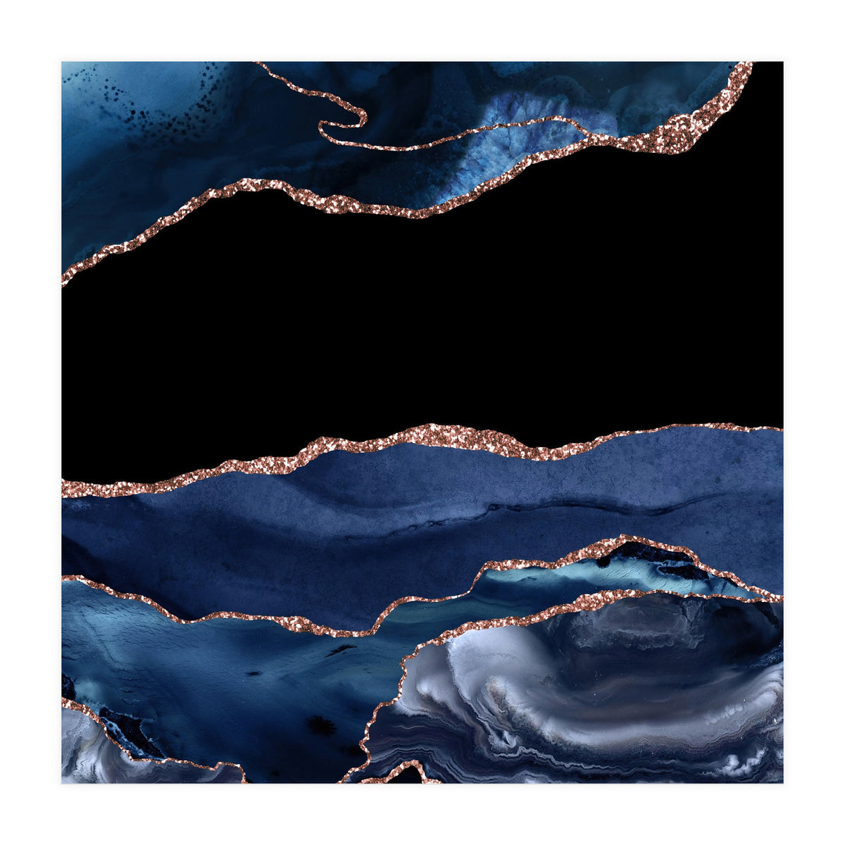 Navy & Rose Gold Agate Texture 16 (Print Only)