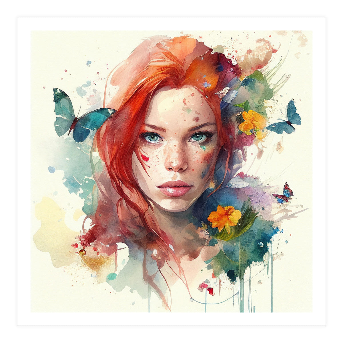 Red Hair Butterfly Light (Print Only)