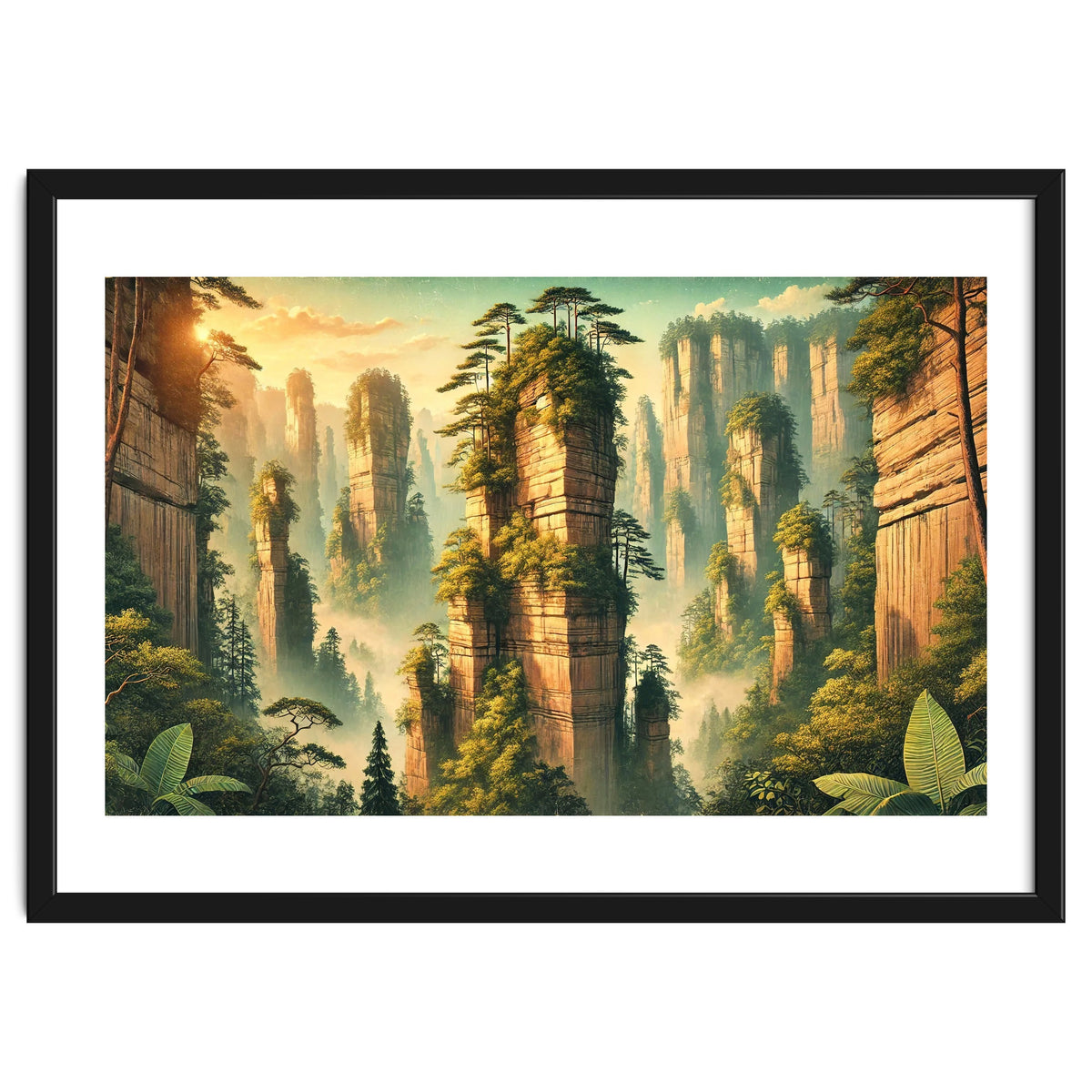 Vintage China, Zhangjiajie Stone Pillars Poster