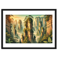 Vintage China, Zhangjiajie Stone Pillars Poster