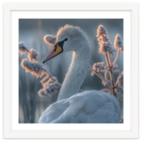 Swan Portrait Dew Drops Morning Light
