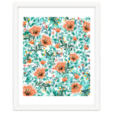 Tangerine Dreams, Orange & Mint Botanical Jungle Watercolor Painting, Colorful Plants Floral Summer thumbnail