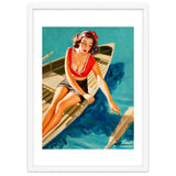 Pinup Sexy Girl In A Boat And A Lost Paddle thumbnail