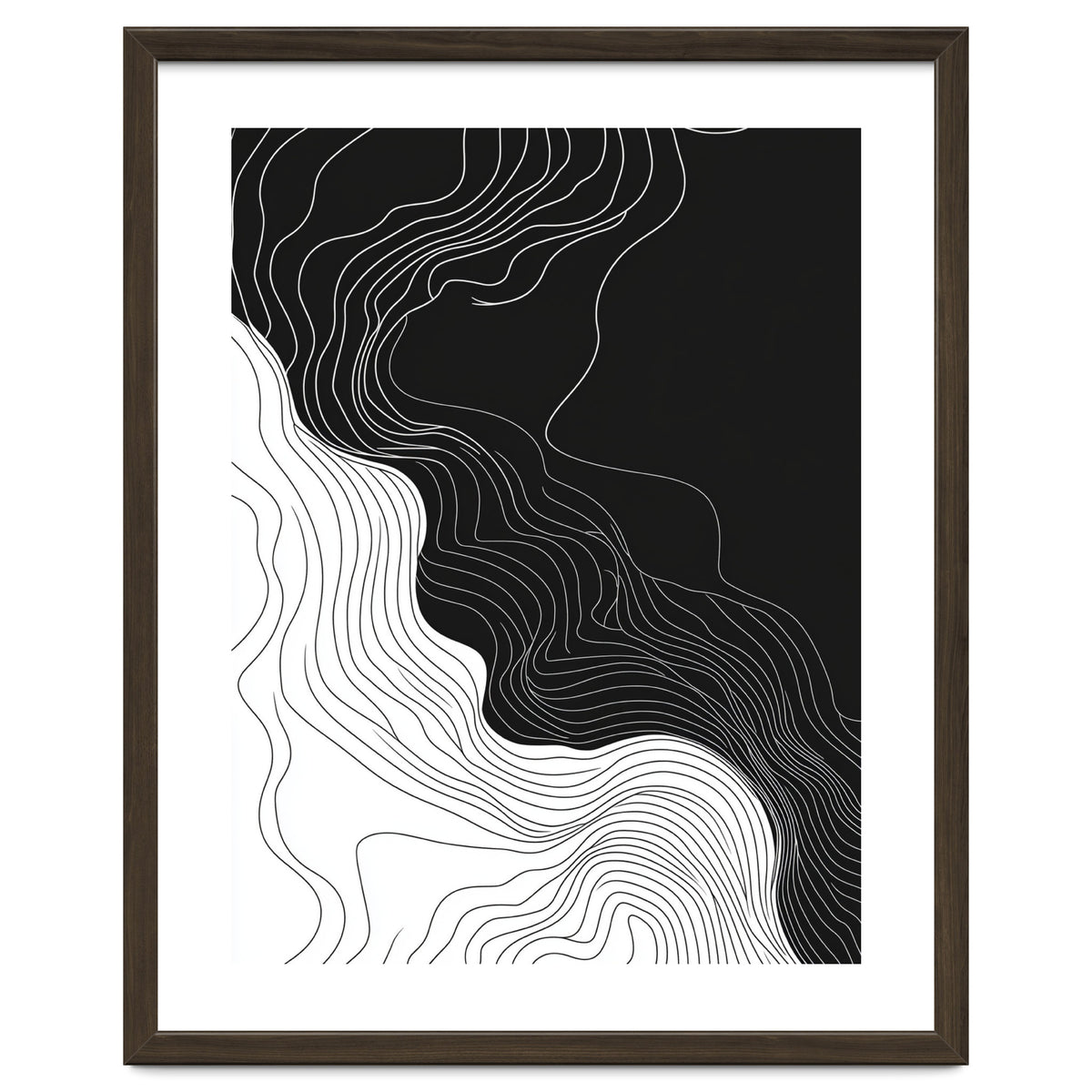 Abstract Black And White Wavy Lines Flowing