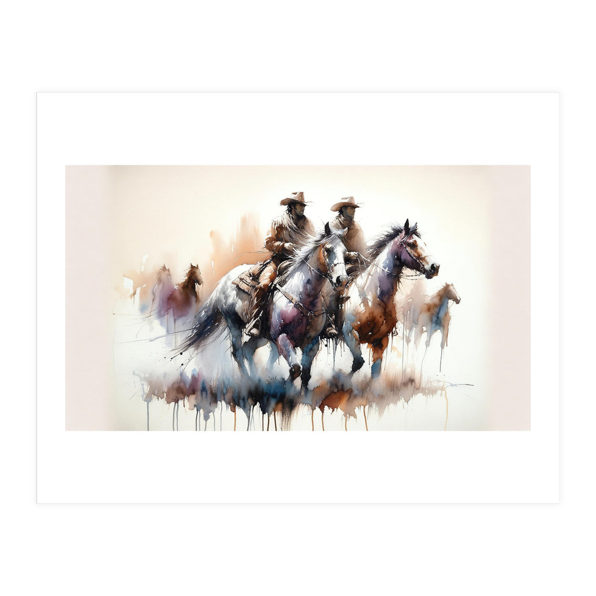 Cowboy Riders On Horses (Print Only)