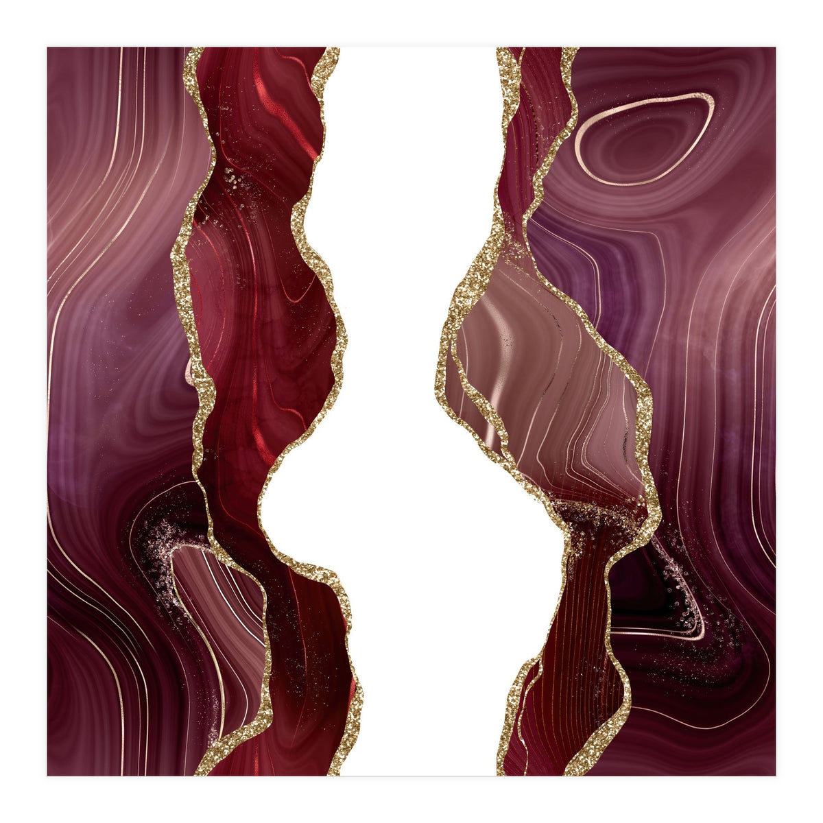 Burgundy & Gold Glitter Agate Texture 06 (Print Only)