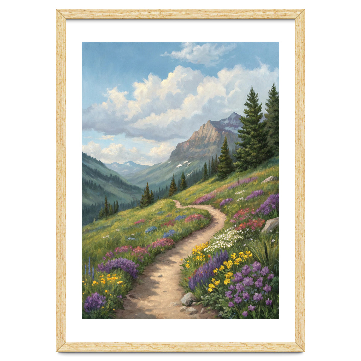 Serene Alpine Path Through Summer Wildflowers