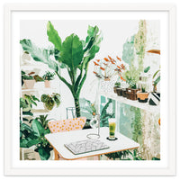 Junglow, Urban Jungle Botanical Home decor, Tropical Plants Interior Design Plant Lady Painting