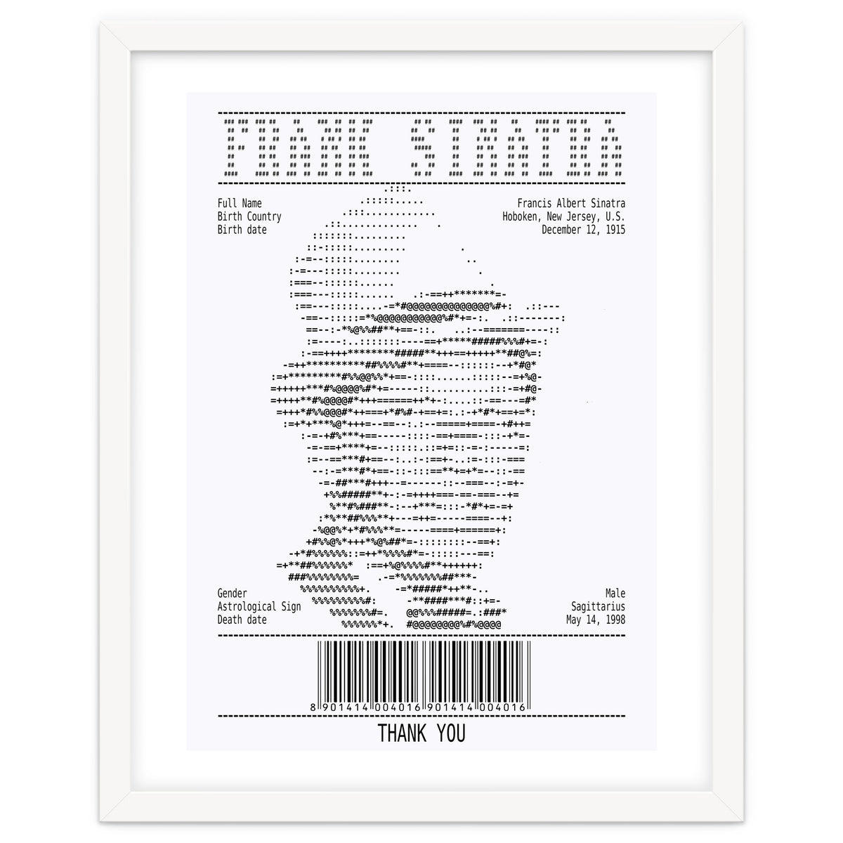 Receipt Art Frank Sinatra