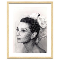 Audrey Hepburn with Veil, Classic Hollywood Glamour Photography, Black and White Icon Portrait