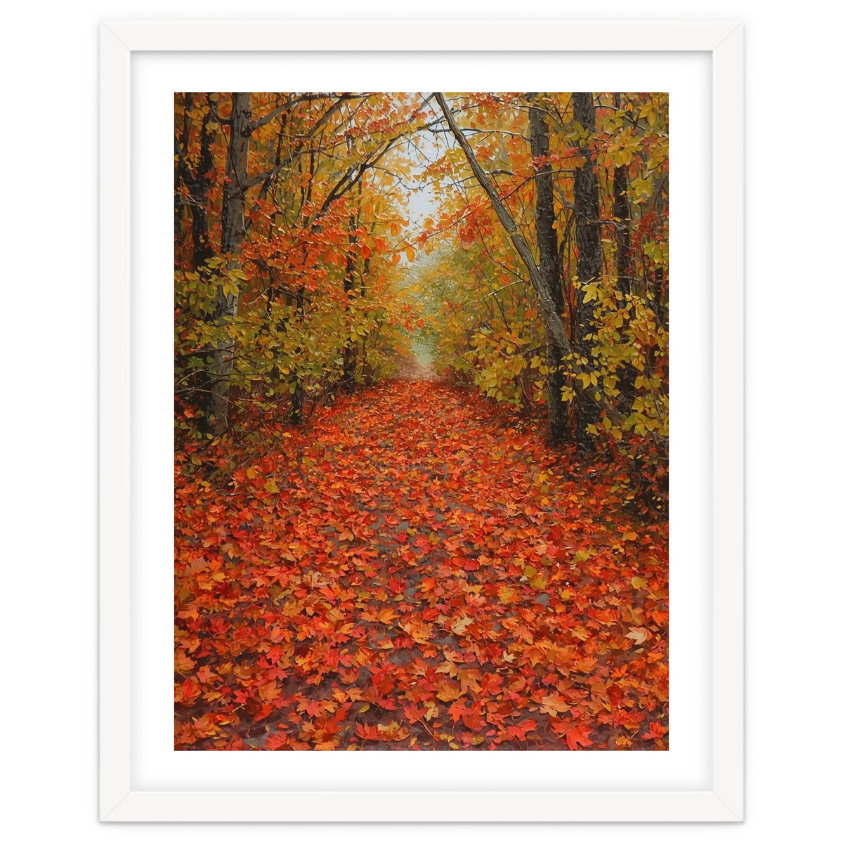 Lush Autumn Forest Path Covered