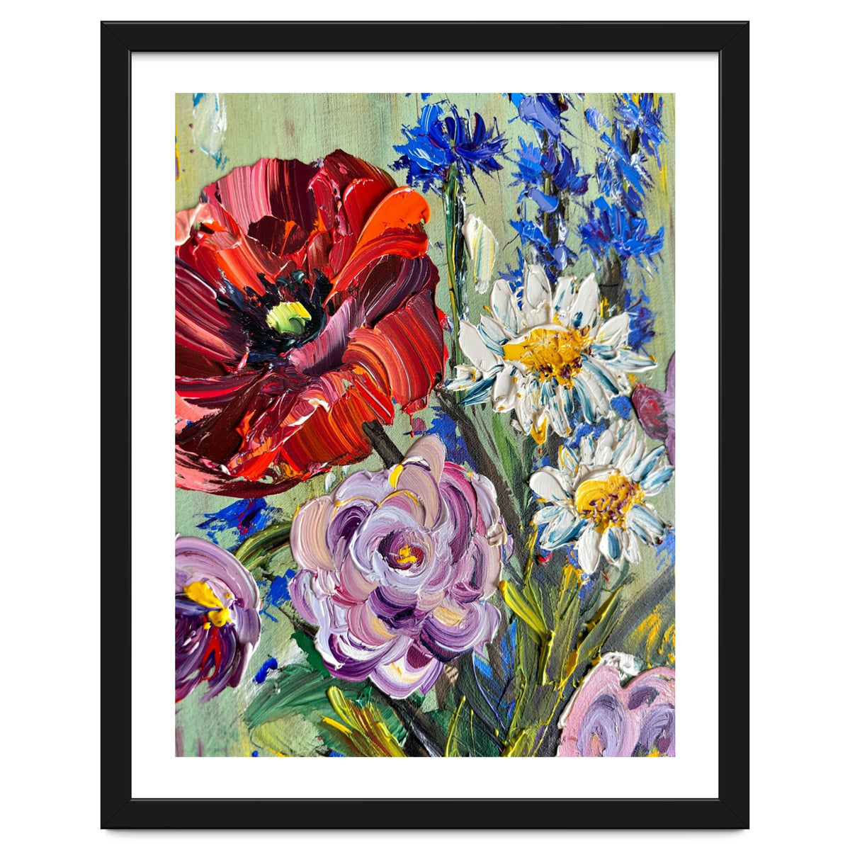 Vibrant Wildflower Meadow Oil Painting
