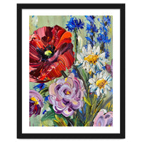 Vibrant Wildflower Meadow Oil Painting