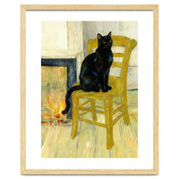 Black Cat on the Yellow Chair, Cozy Van Gogh Vintage Style, Cat at Eternity’s Gate