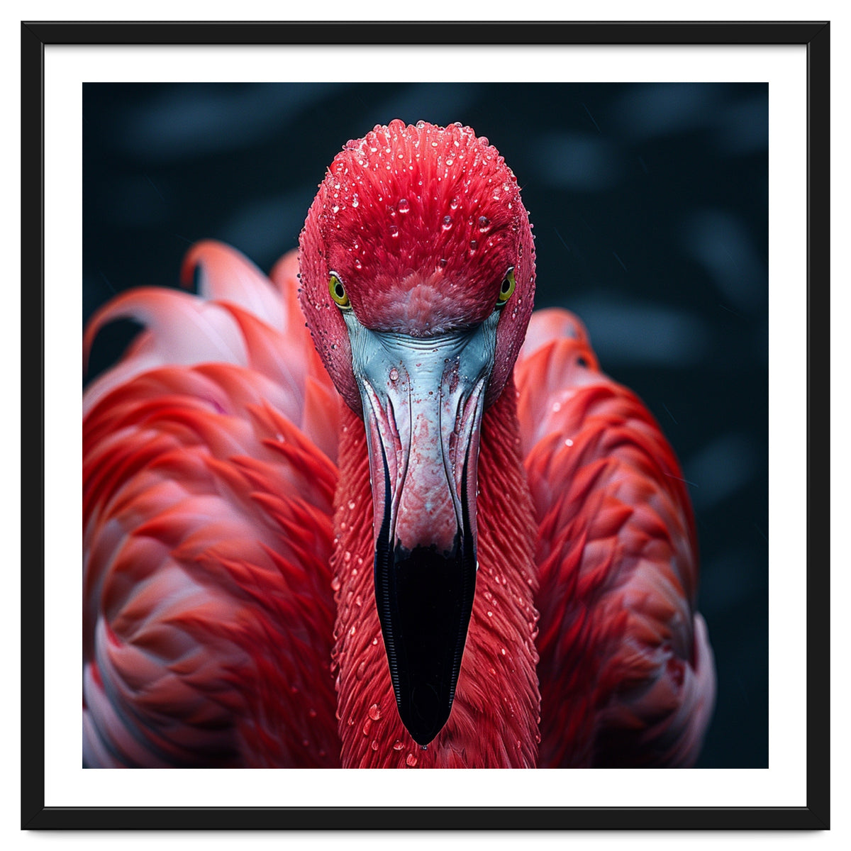 Close Up Flamingo Face With Water Droplets