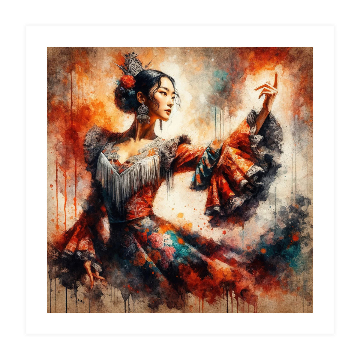 Majestic East Asian Flamenco Dancer (Print Only)