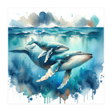 Mother And Calf Whales Watercolor (Print Only) thumbnail