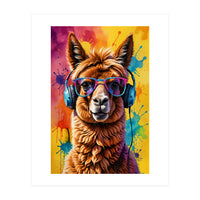 Lama In Headphones (Print Only)