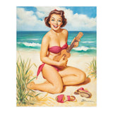 Pinup Girl Playing Ukulele On The Beach (Print Only) thumbnail