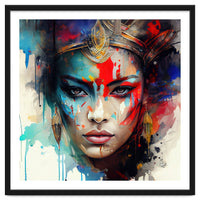 Crowned Mask Asian Warrior Portrait