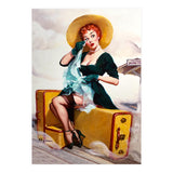 Pinup Sexy Girl Left At The Bus Station (Print Only) thumbnail