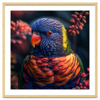 Vibrant Rainbow Lorikeet Parrot Close Up Portrait