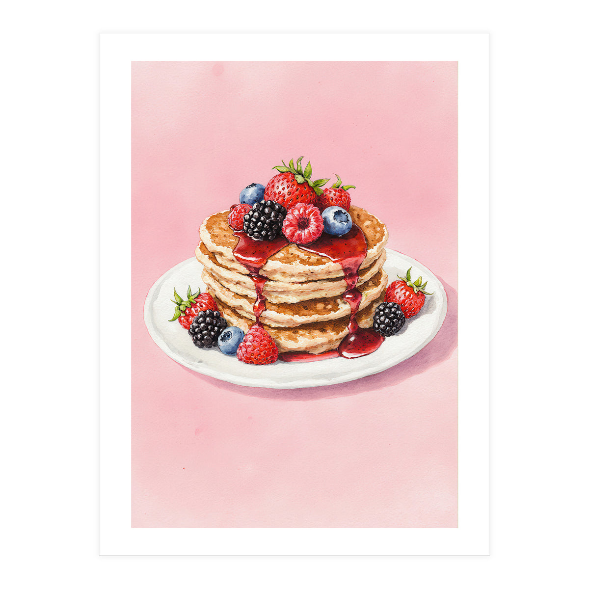 Berry Pancakes – Watercolor Breakfast Food (Print Only)