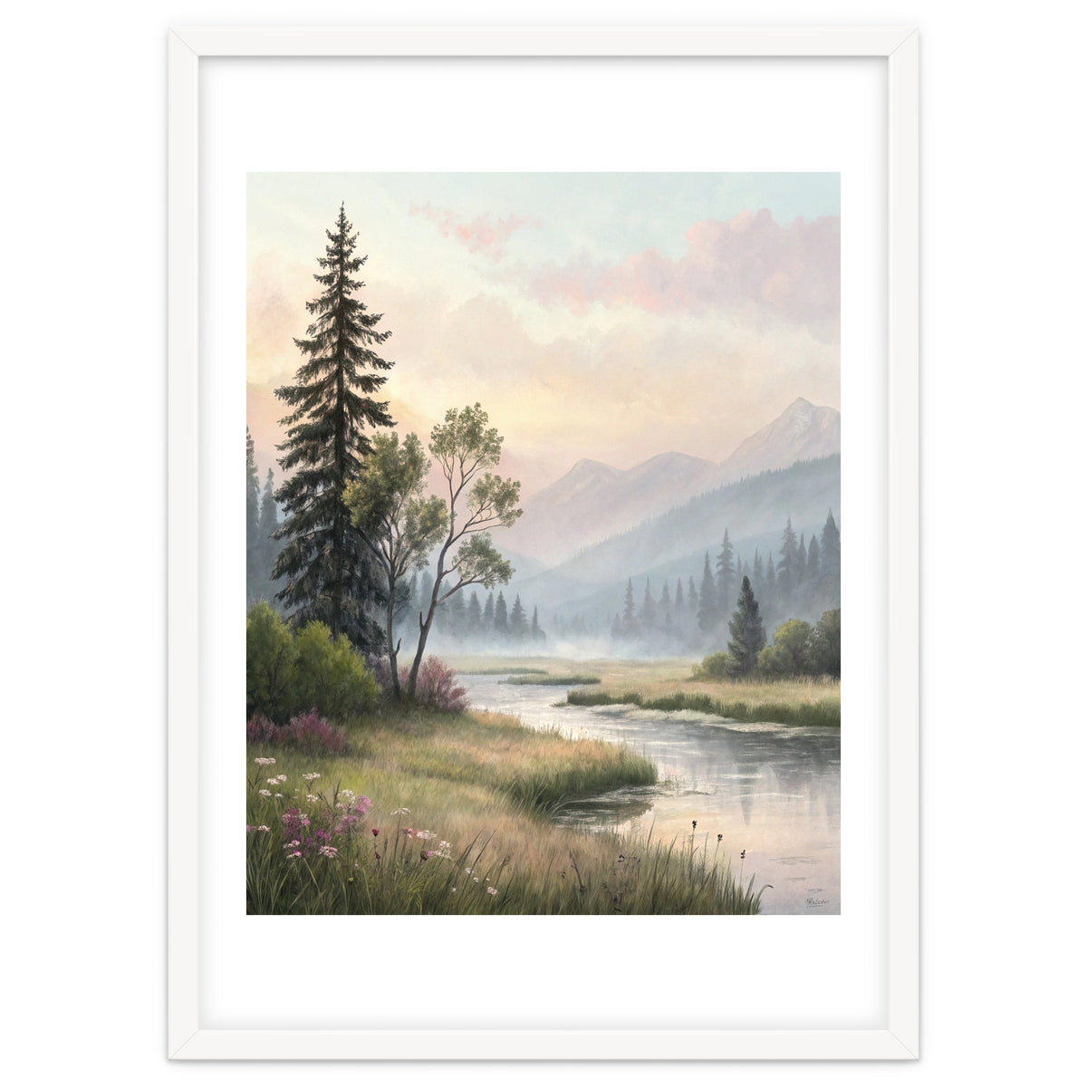 Dreamy Alpine Valley Landscape Painting