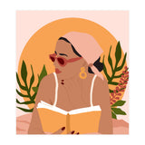 Bohemian Summer, Modern Boho Girl Reader, Books Read Self Care Self Love, Travel Hippie Nomad Black Woman (Print Only) thumbnail