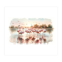 Serene Flamingo Sunrise (Print Only)
