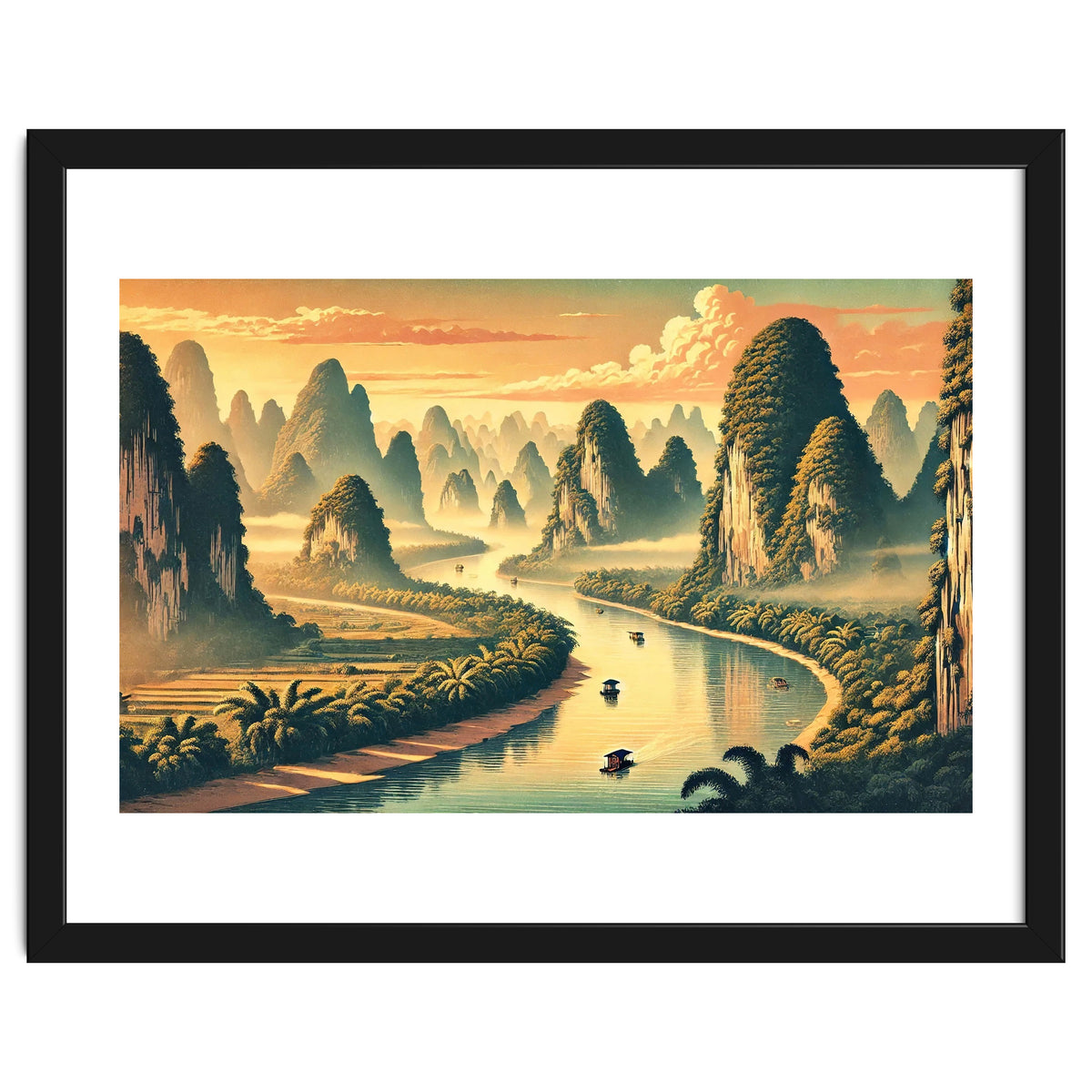 Vintage China, Guilin Karst Mountains Poster
