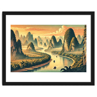 Vintage China, Guilin Karst Mountains Poster